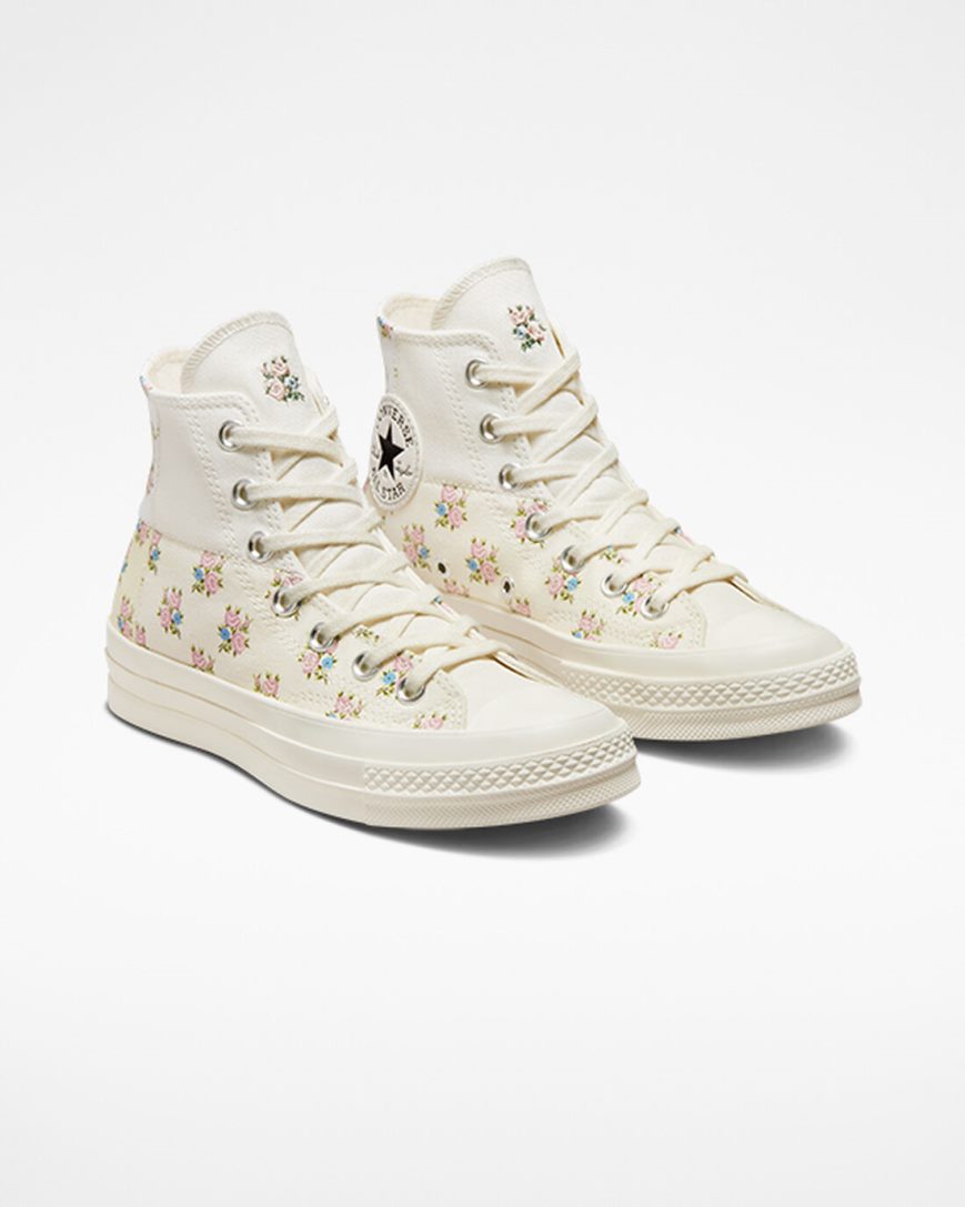 Tenis Converse Chuck 70 Patchwork Floral Cano Alto Feminino Bege Branco | PT K085073